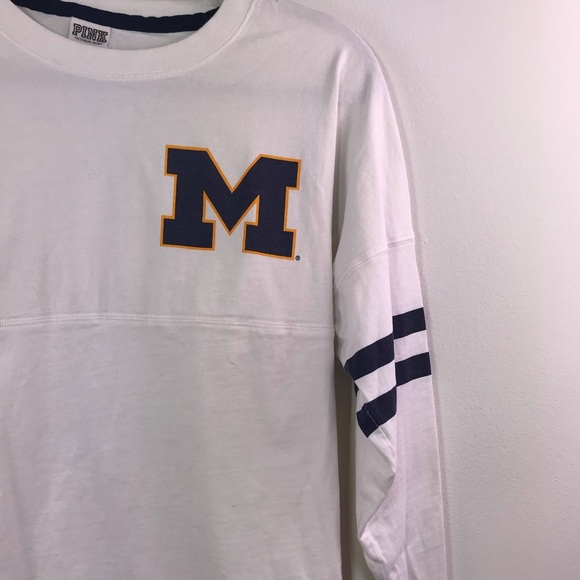 PINK Victoria Secret White Michigan Wolverine Top - Picture 2 of 5